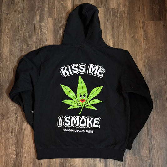 MEN'S DIAMOND SUPPLY "KISS ME I SMOKE" HOODIE SZ LARGE