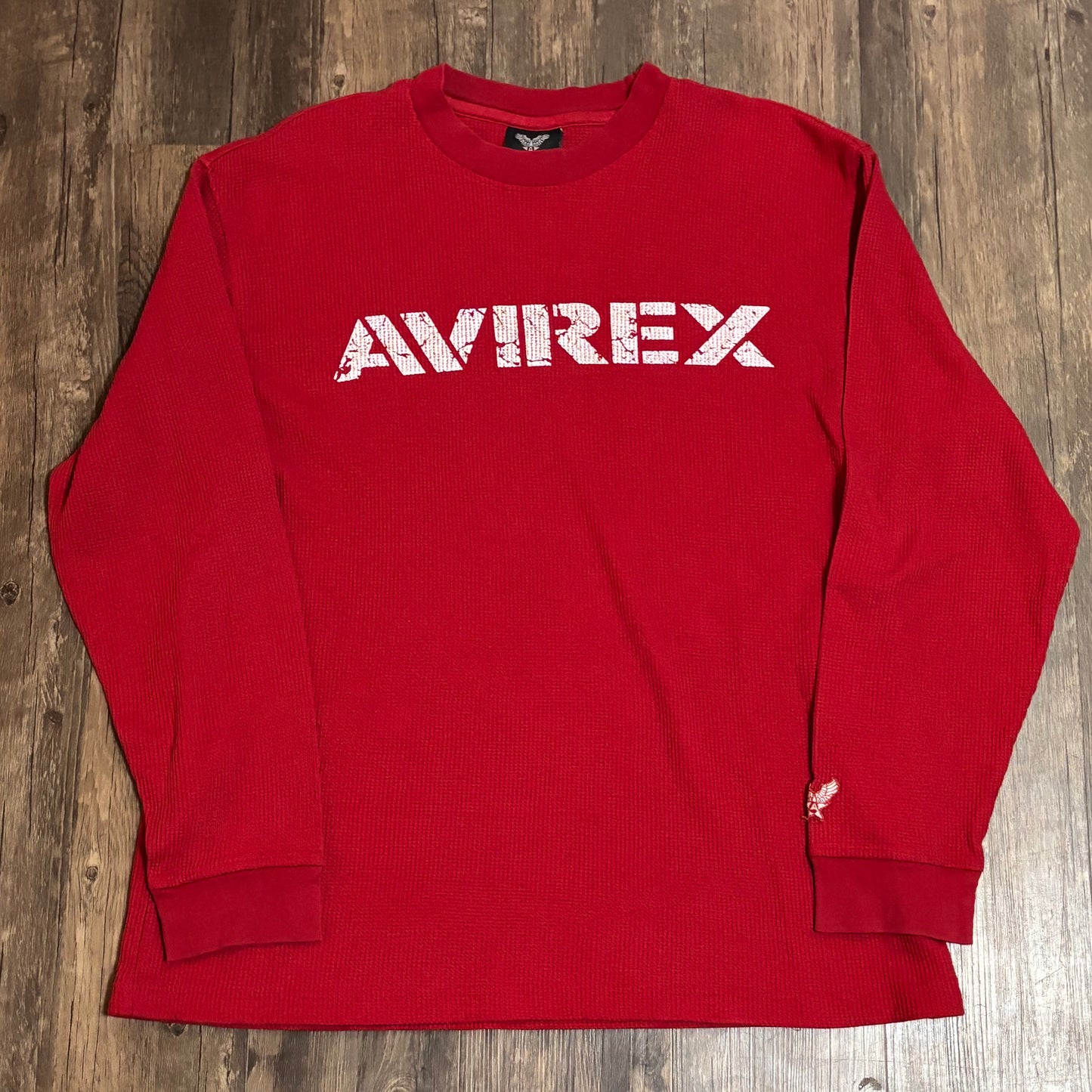 MEN'S AVIREX Y2K RED THERMAL SHIRT SIZE LARGE