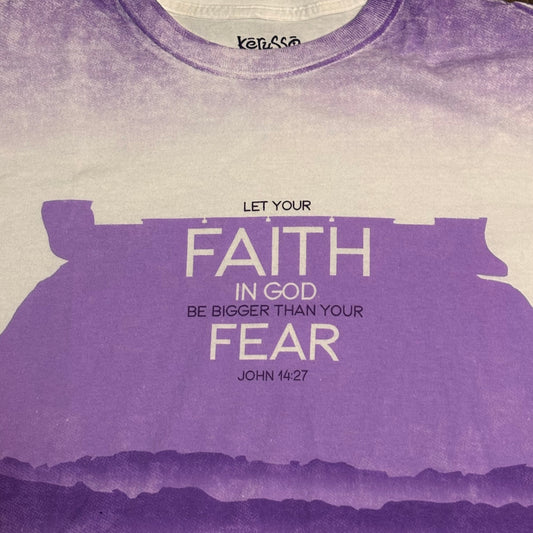 MEN'S "LET YOUR FAITH IN GOD BE BIGGER THAN YOUR FEAR" PURPLE KERUSSO TEE SZ XL XL