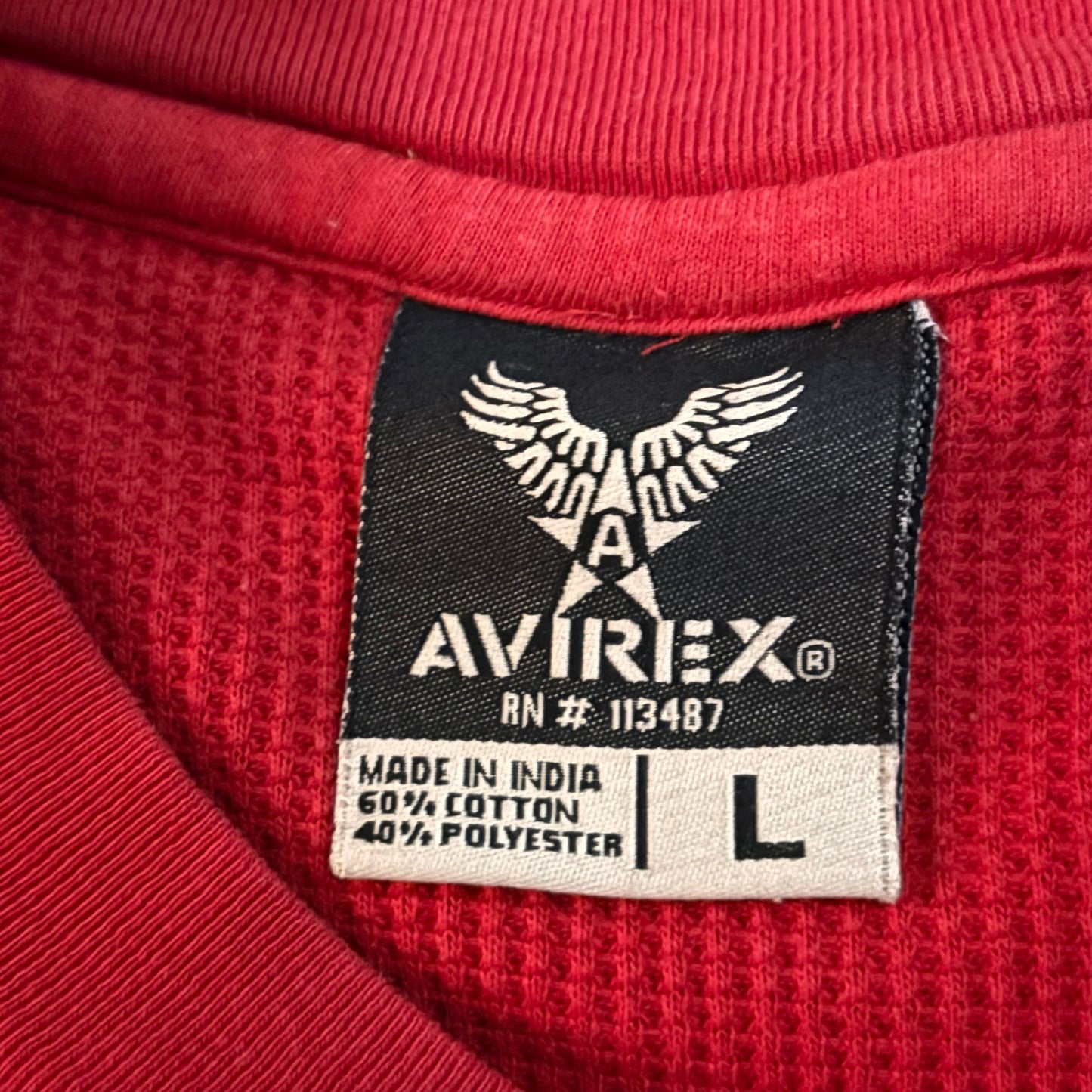 MEN'S AVIREX Y2K RED THERMAL SHIRT SIZE LARGE