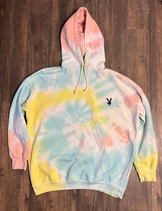 WOMEN’S MISGUIDED OVERSIZE TIE DYE PLAYBOY HOODIE SZ XL